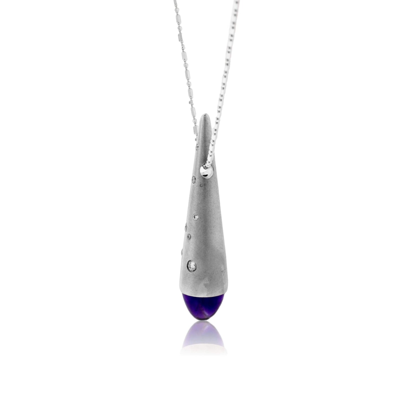 Amethyst Tipped White Gold and Diamond Pendant - Park City Jewelers