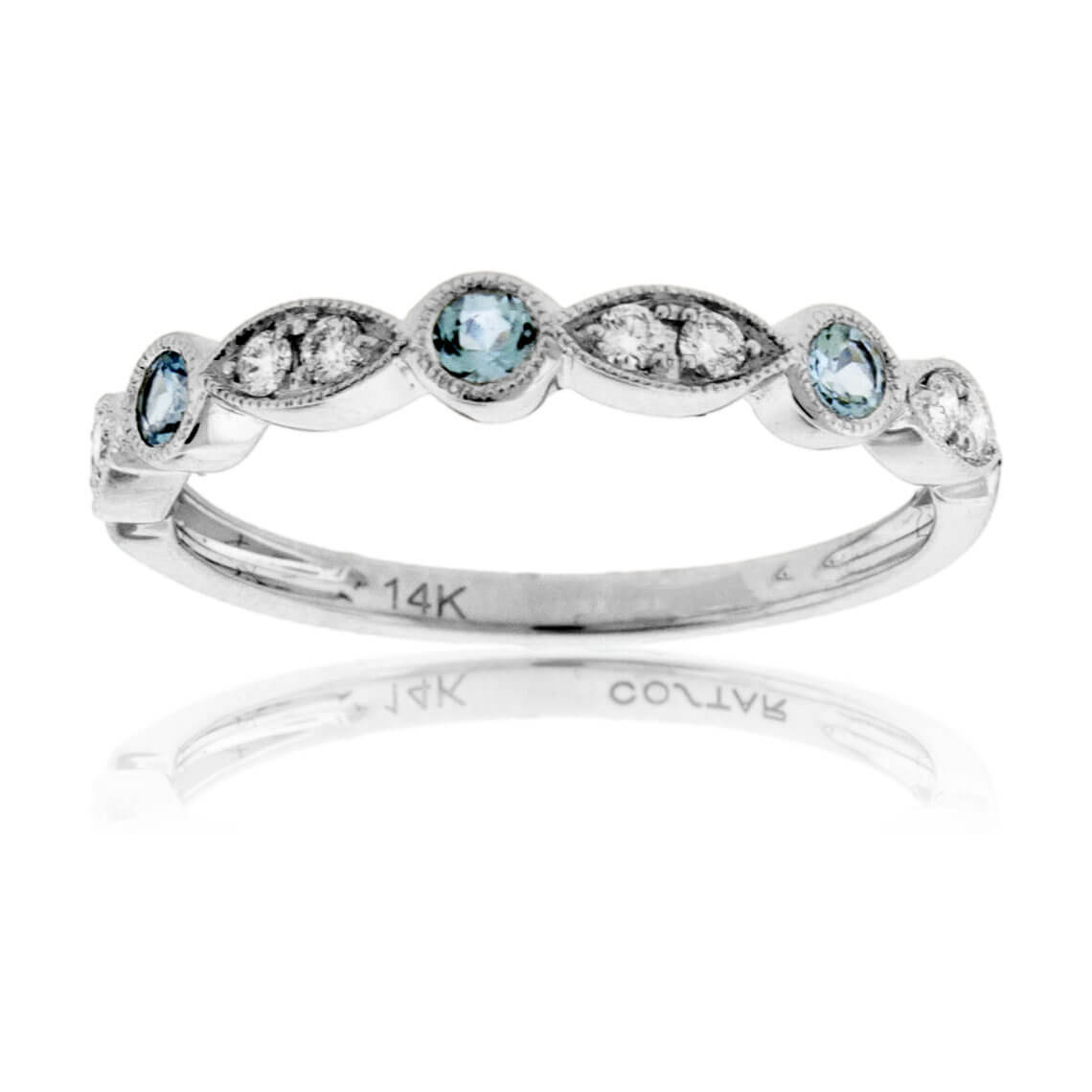 Aquamarine & Diamond Alternating Accent Band - Park City Jewelers