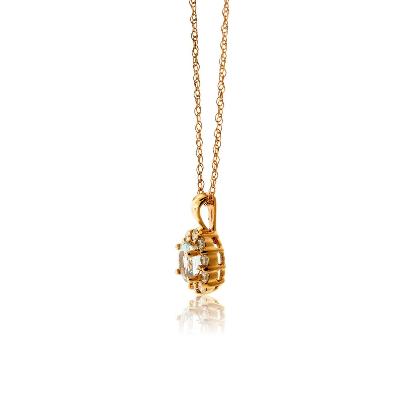 Aquamarine & Diamond Classic Halo Pendant - Park City Jewelers