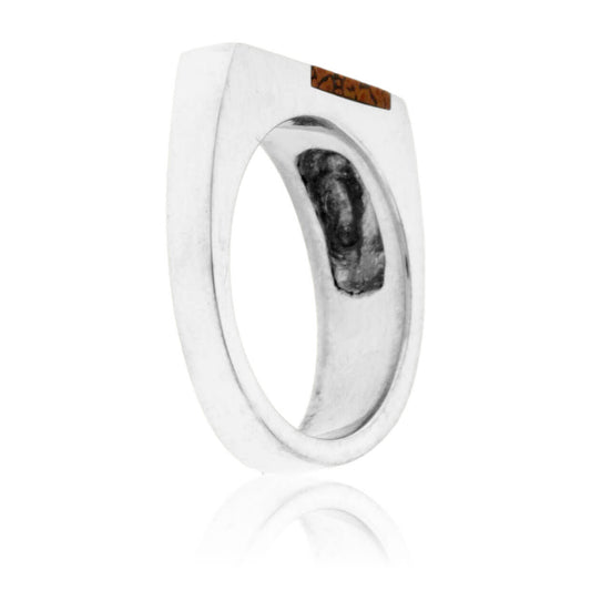 Asymmetric Style Simple Inlay Ring in Sterling Silver - Park City Jewelers
