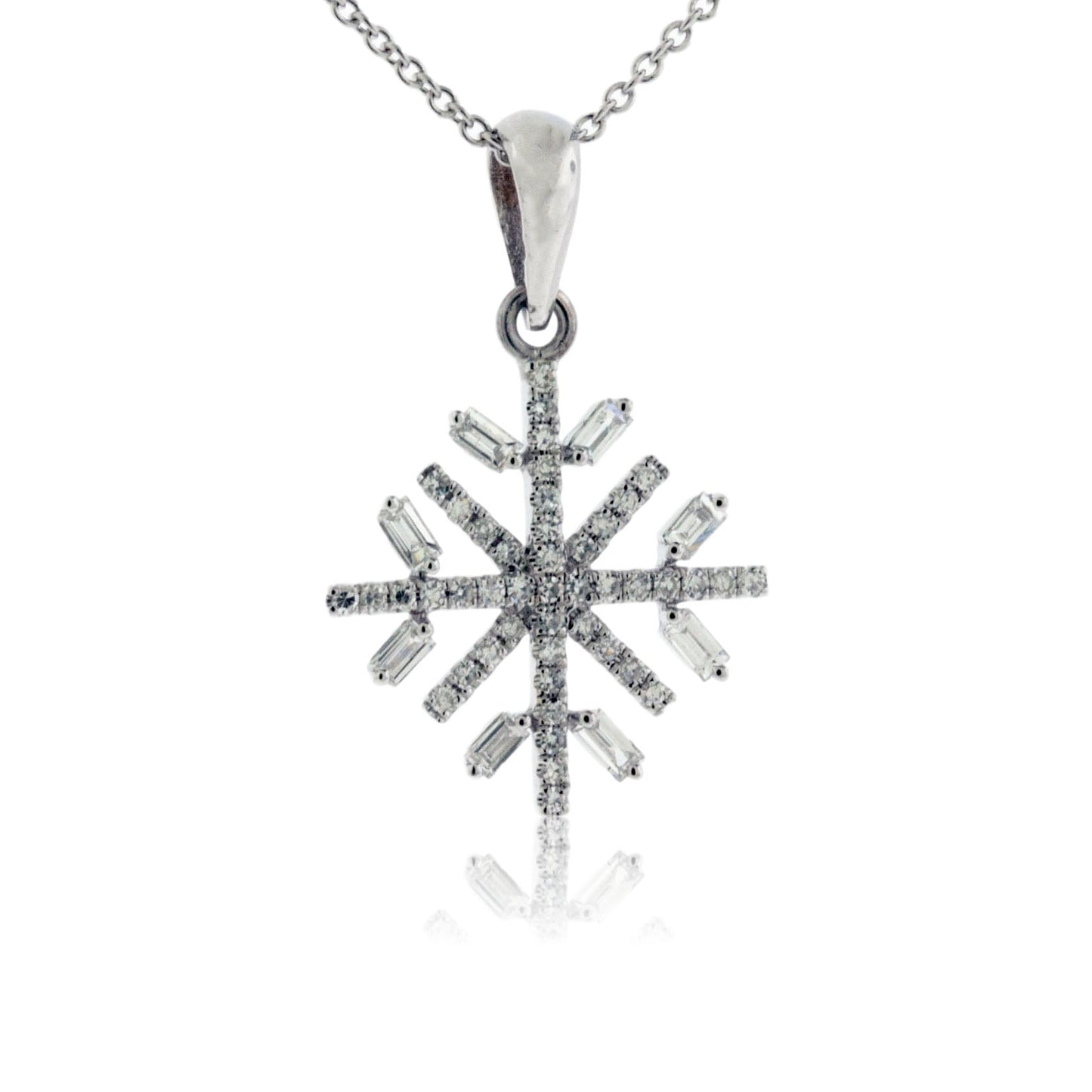 Baguette and Round Diamond Snowflake Pendant - Park City Jewelers