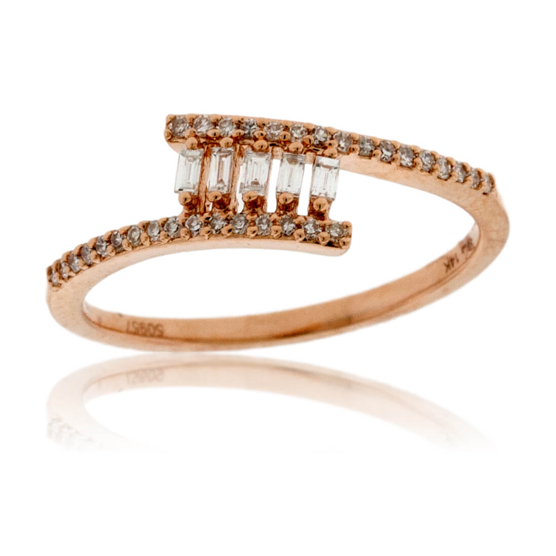 Baguette Center and Round Diamond Bypassing Ring - Park City Jewelers