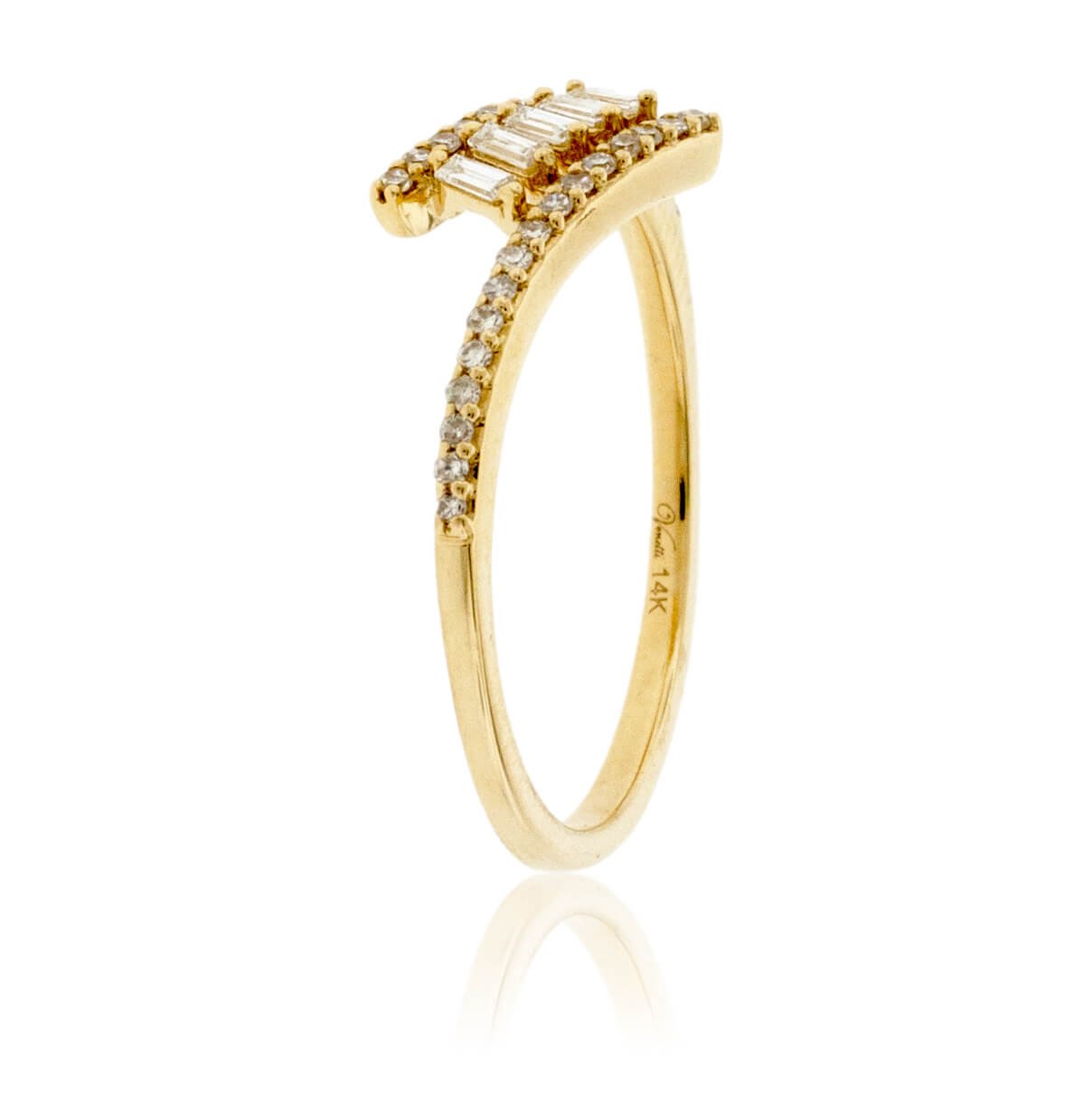 Baguette Center and Round Diamond Bypassing Ring - Park City Jewelers