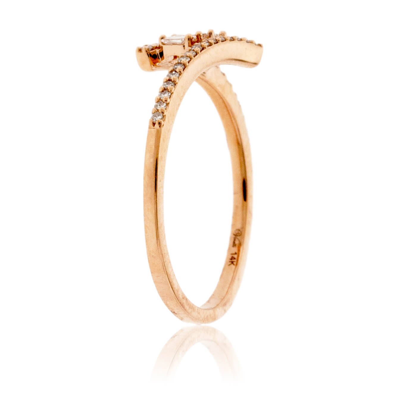 Baguette Center and Round Diamond Bypassing Ring - Park City Jewelers