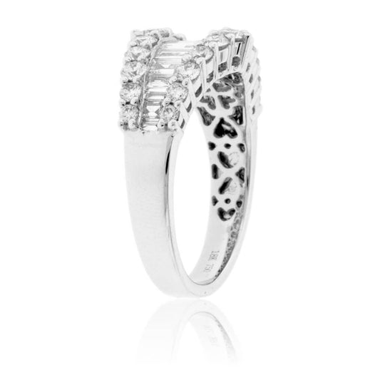 Baguette Diamond & Double Row Round Diamond Ring - Park City Jewelers