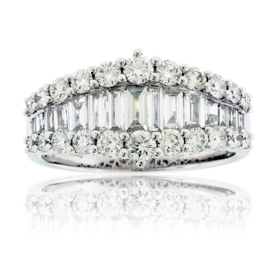Baguette Diamond & Double Row Round Diamond Ring - Park City Jewelers