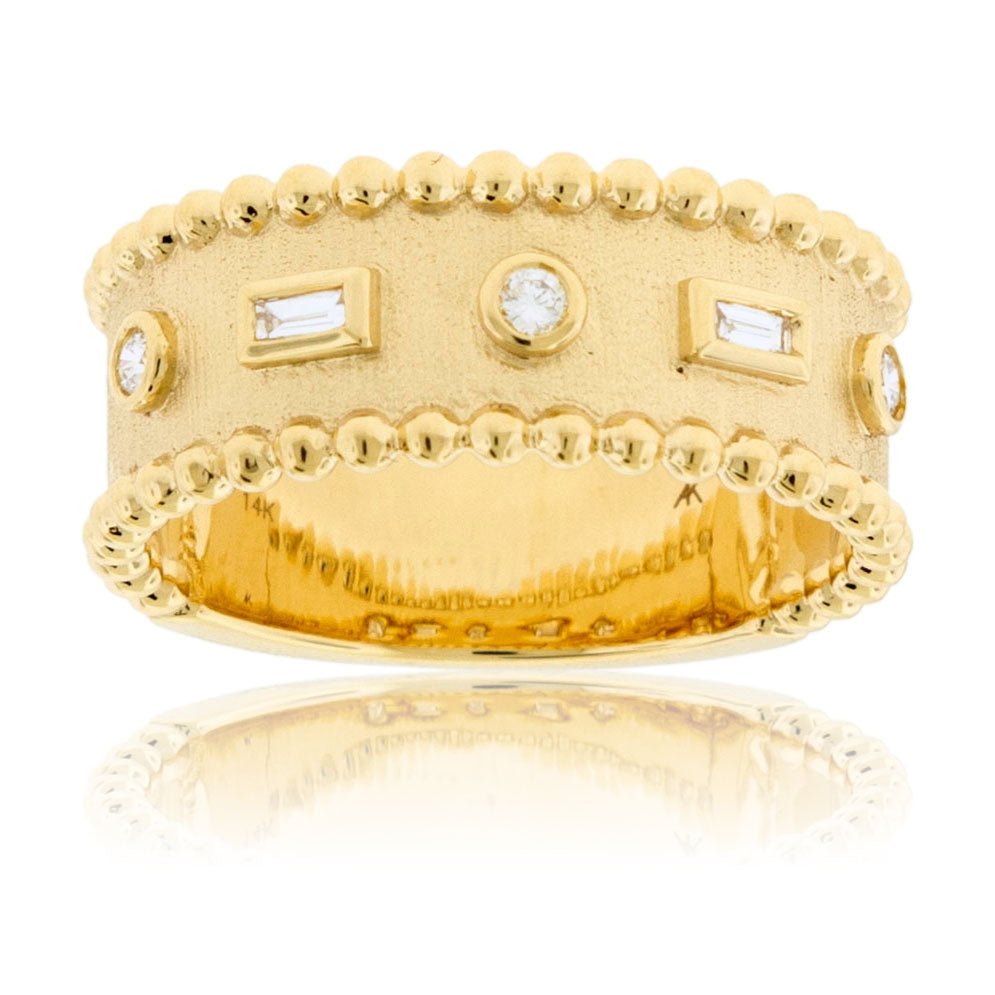 Baguette Diamond & Round Sandblast Ring - Park City Jewelers