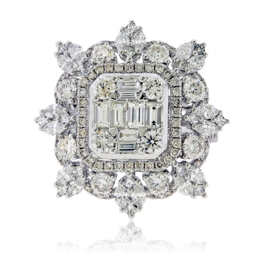 Baguette, Round and Marquise Diamond Cluster Style Ring - Park City Jewelers