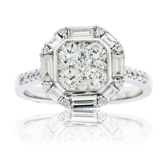 Baguette & Round Diamond Cluster Style Ring - Park City Jewelers