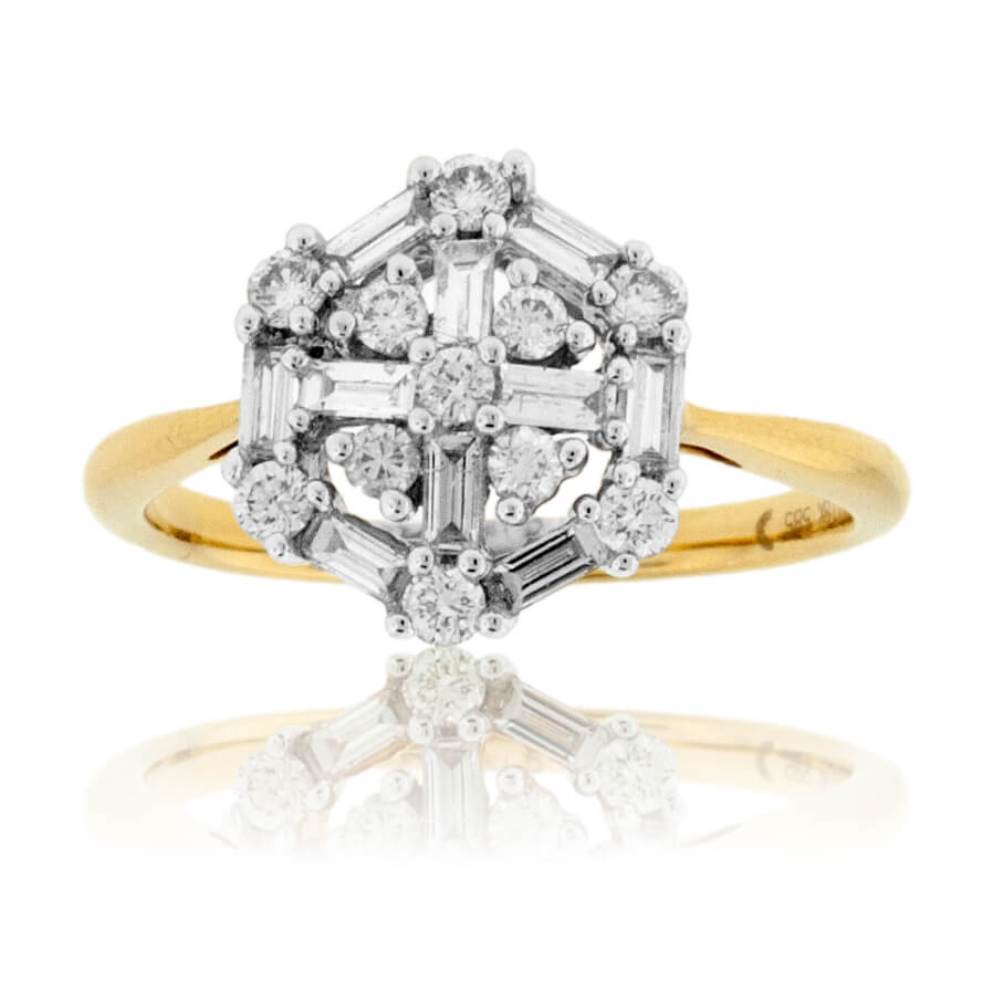 Baguette & Round Diamond Cluster Style Ring - Park City Jewelers