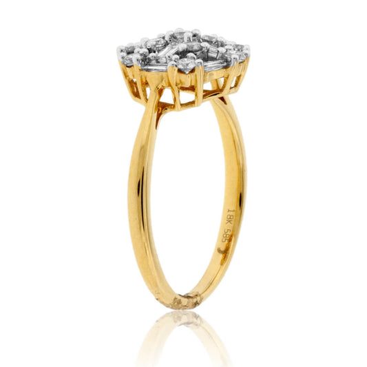 Baguette & Round Diamond Cluster Style Ring - Park City Jewelers