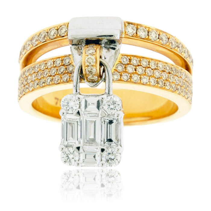 Baguette & Round Diamond Lock Cluster Style Ring - Park City Jewelers