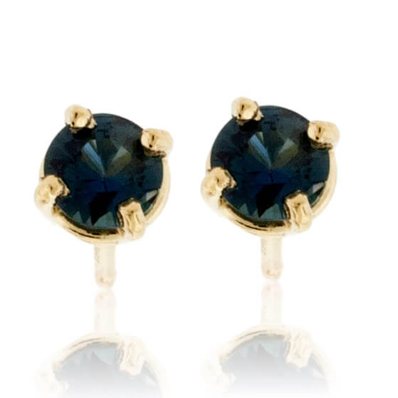 Basket Style 4 Prong Blue Sapphire Stud Earrings - Park City Jewelers