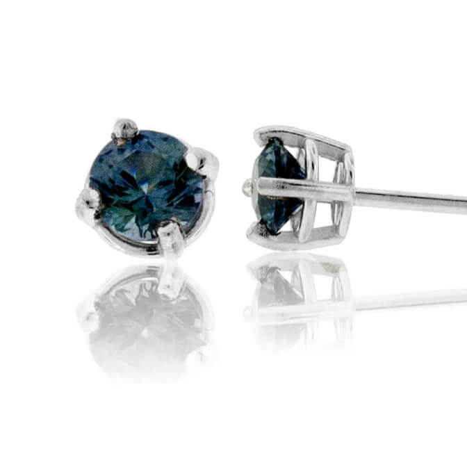 Basket Style 4 Prong Blue Sapphire Stud Earrings - Park City Jewelers