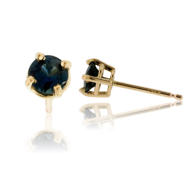 Basket Style 4 Prong Blue Sapphire Stud Earrings - Park City Jewelers
