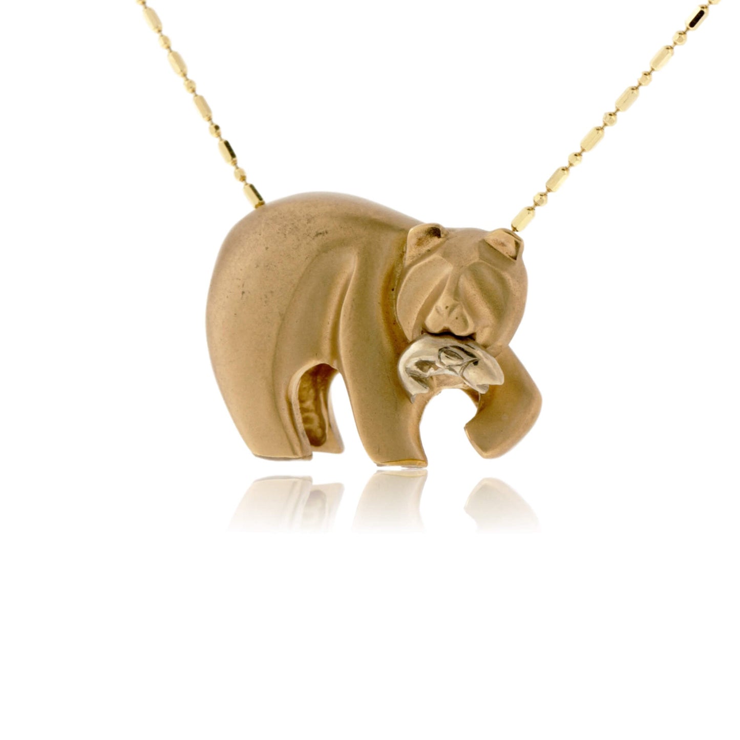 Bear Gone Fishing Sterling Silver Necklace Large - Park City Jewelers