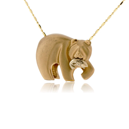 Bear Gone Fishing Sterling Silver Necklace Large - Park City Jewelers