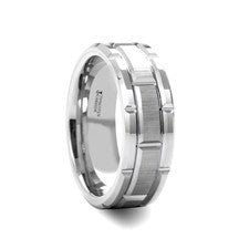 Tungsten outlet Wedding Band Brushed Center Beveled Edge Anniversary Ring