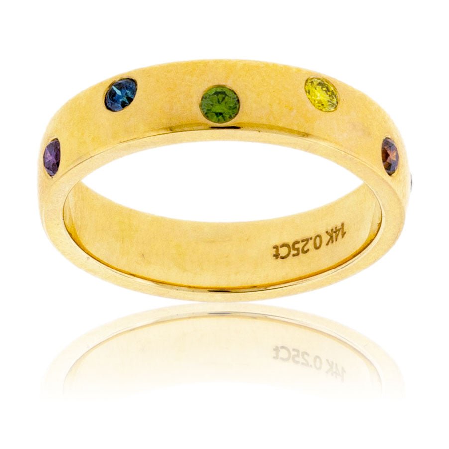 Colored diamond bands top