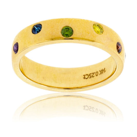 Bezel Set Colored Diamond Rainbow Style Band - Park City Jewelers