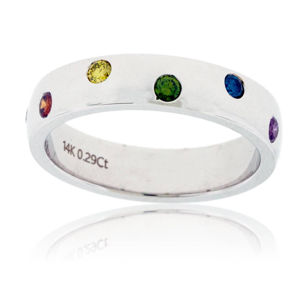 Bezel Set Colored Diamond Rainbow Style Band - Park City Jewelers