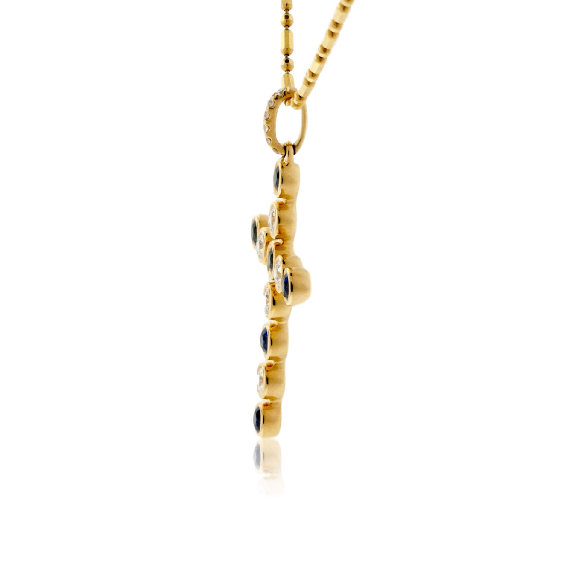 Bezel Set Diamond & Sapphire Cross Pendant - Park City Jewelers