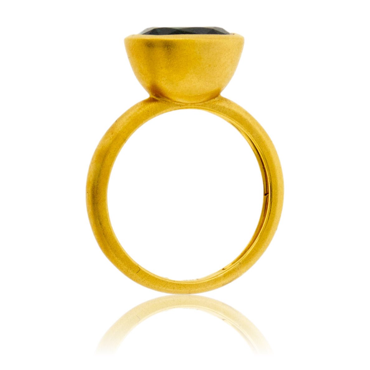 Bezel Set Modified Cushion-Cut Blue Zircon Yellow Gold Ring - Park City Jewelers