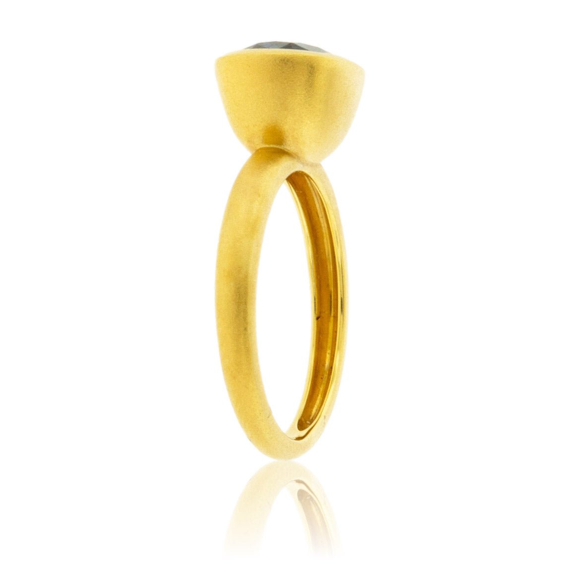 Bezel Set Modified Cushion-Cut Blue Zircon Yellow Gold Ring - Park City Jewelers