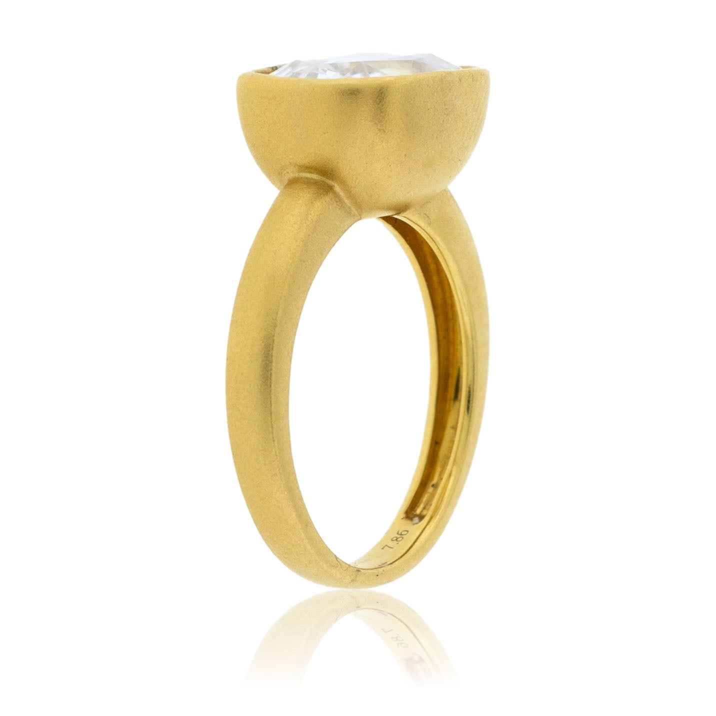 Bezel Set Modified Cushion-Cut Zircon Yellow Gold Ring - Park City Jewelers