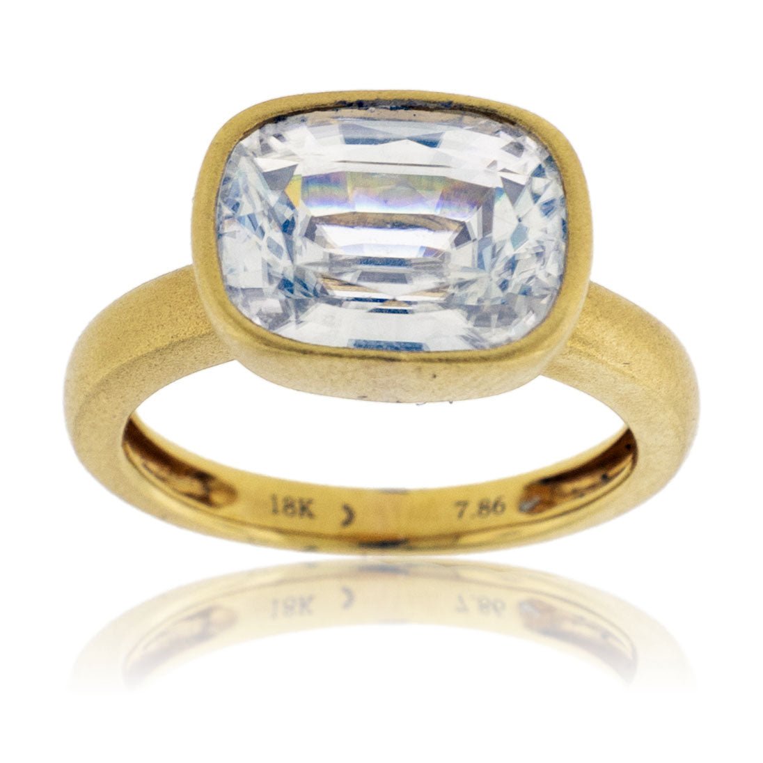 Bezel Set Modified Cushion-Cut Zircon Yellow Gold Ring - Park City Jewelers