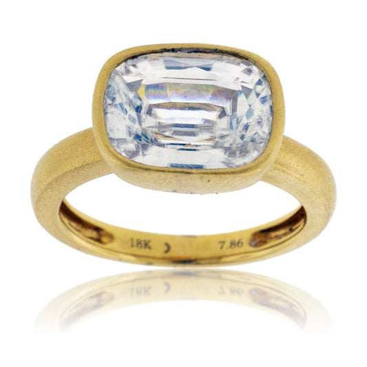Bezel Set Modified Cushion-Cut Zircon Yellow Gold Ring - Park City Jewelers
