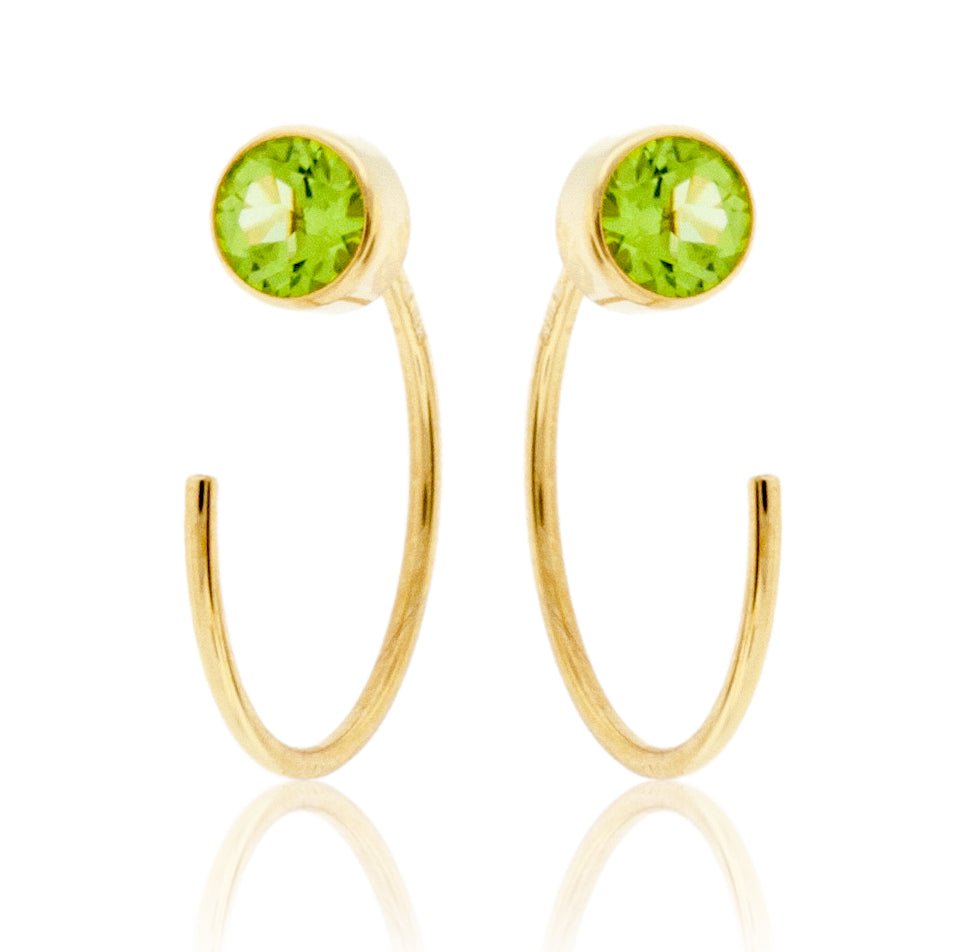Bezel Set Peridot Reverse Hoop Earrings - Park City Jewelers