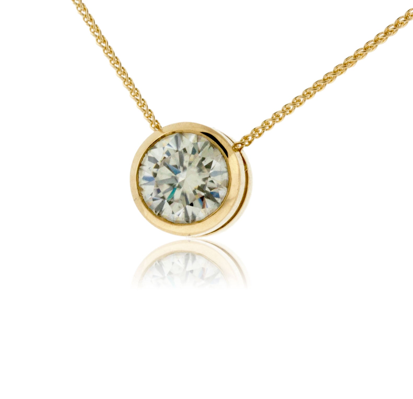 Bezel Set Round Moissanite Slide Pendant - Park City Jewelers