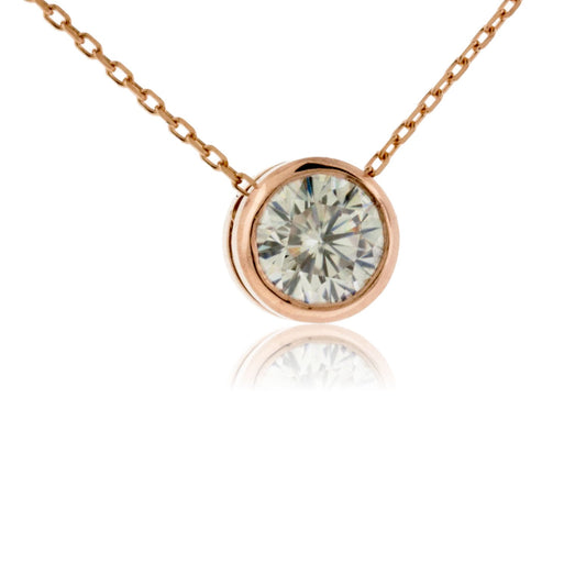 Bezel Set Round Moissanite Slide Pendant - Park City Jewelers