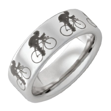 Bike Laser Engraved Comfort Fit Band - Park City Jewelers
