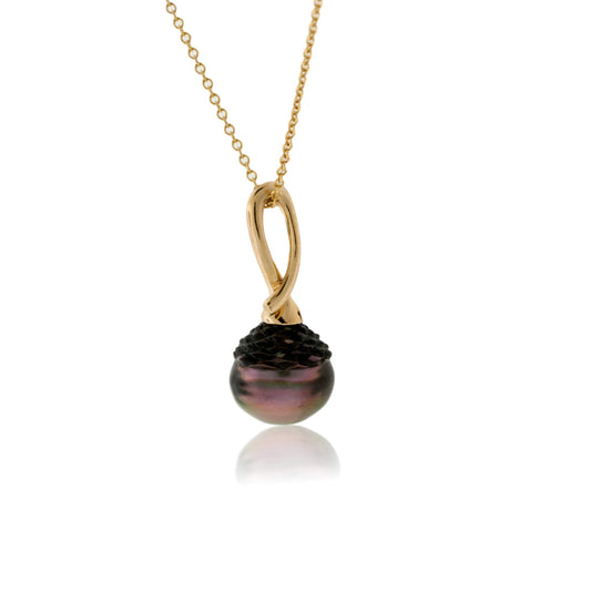Black Carved Pearl Pendant w/Chain - Park City Jewelers