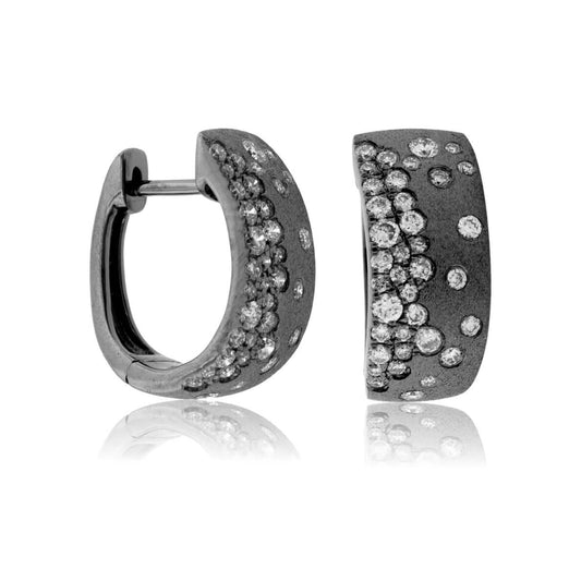 Black Gold Satin Finish Flush Set Diamond Earrings - Park City Jewelers