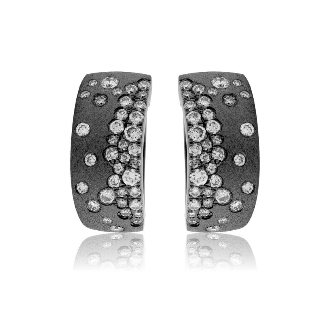 Black Gold Satin Finish Flush Set Diamond Earrings - Park City Jewelers