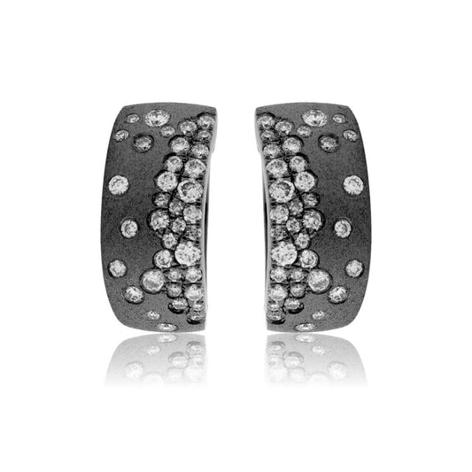 Black Gold Satin Finish Flush Set Diamond Earrings - Park City Jewelers