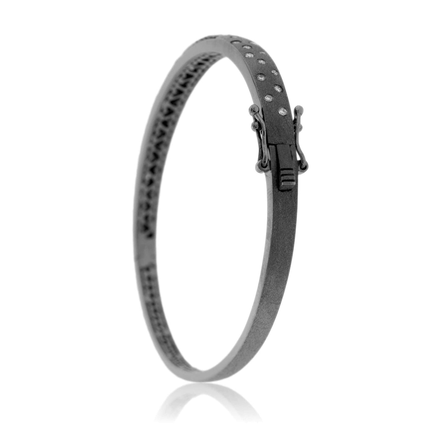 Black Plated Gold Satin Finish Flush Set Diamond Bracelet - Park City Jewelers