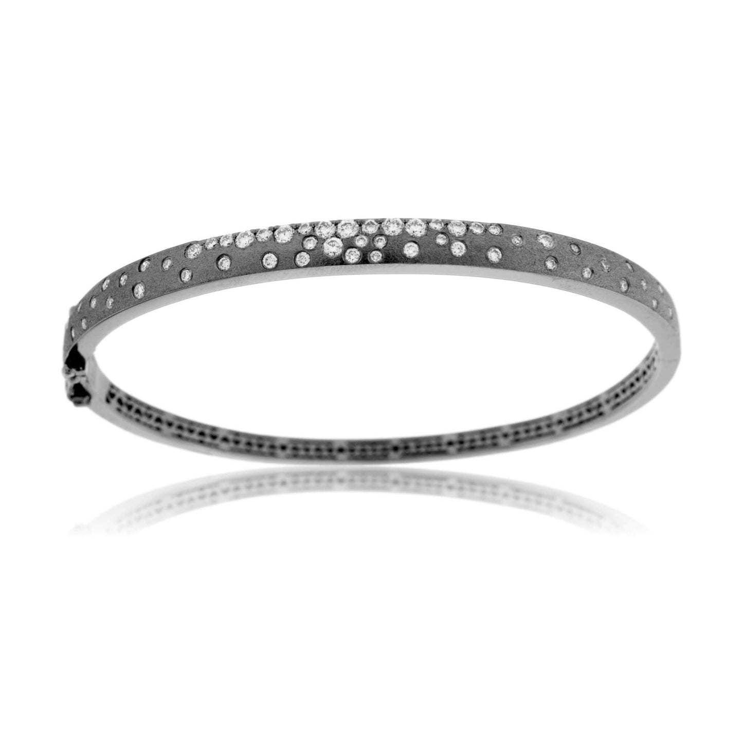 Black Plated Gold Satin Finish Flush Set Diamond Bracelet - Park City Jewelers