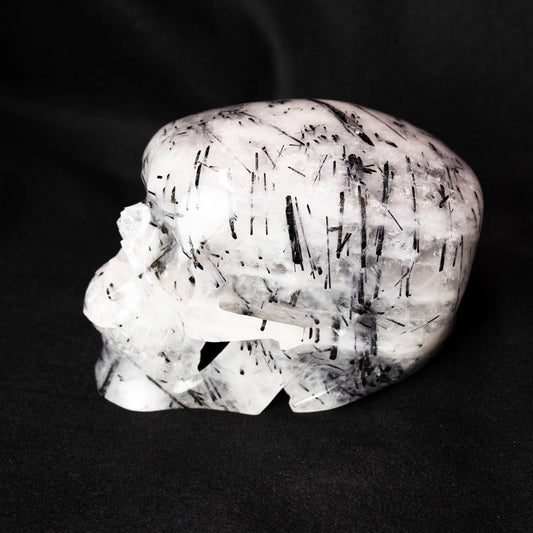 Black Rutilated Quartz 8" Skull Carving - Park City Jewelers