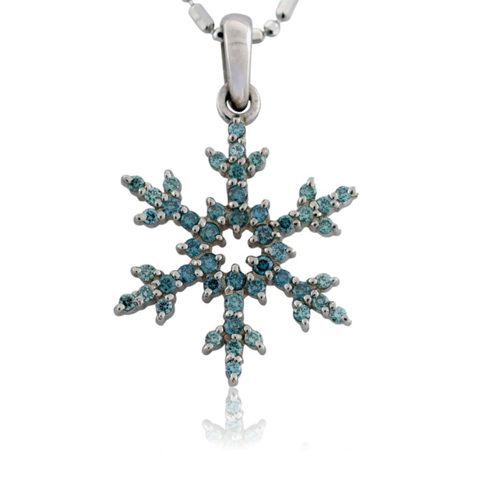 Blue Diamond Pave Diamond Snowflake Necklace - Park City Jewelers