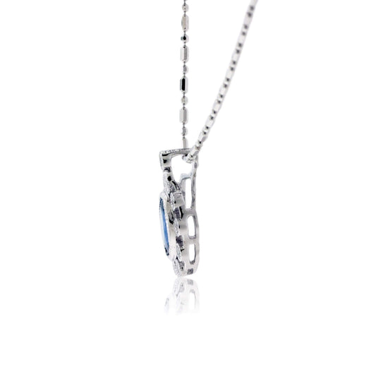 Blue Sapphire and Diamond Blooming Pendant - Park City Jewelers