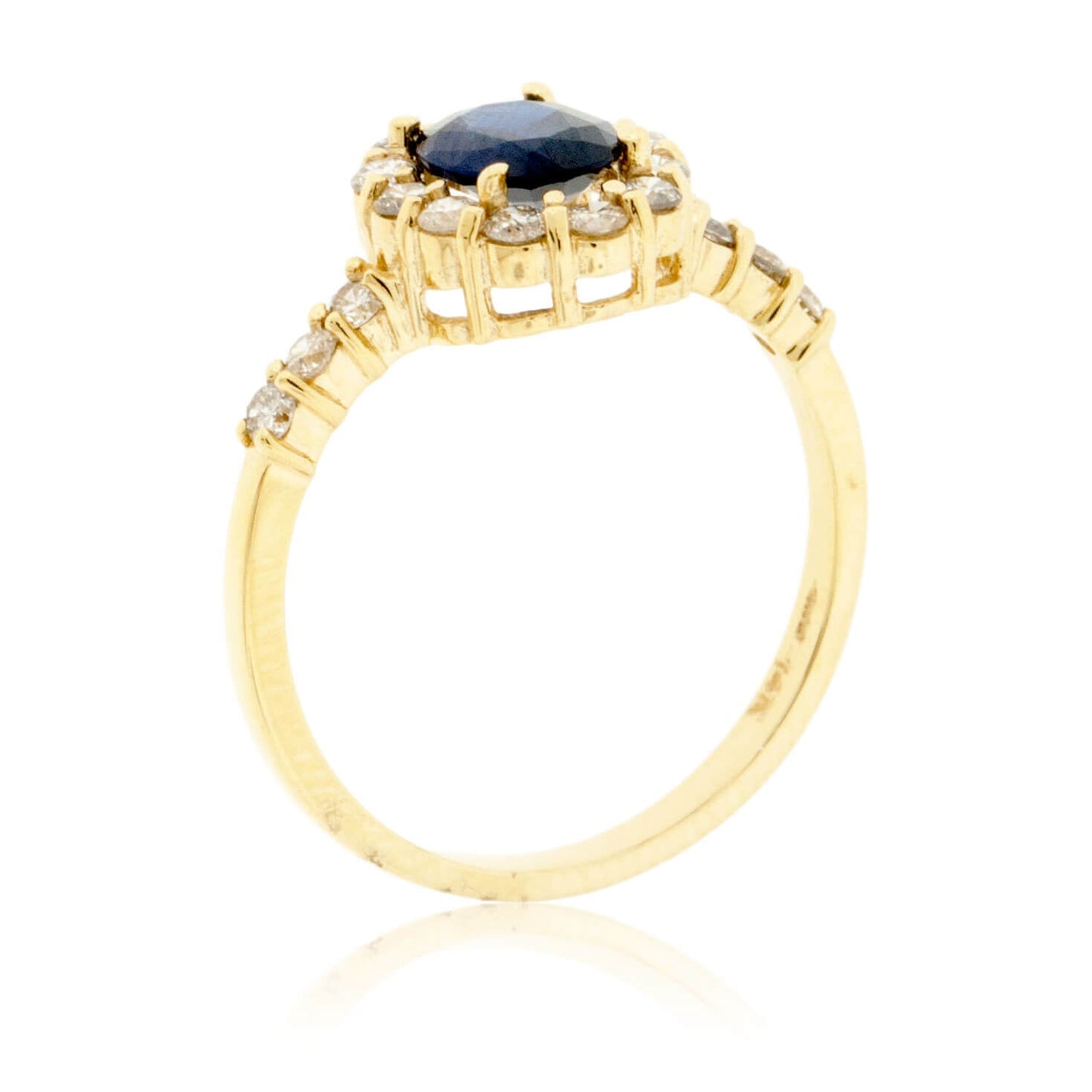 Blue Sapphire and Diamond Halo Ring - Park City Jewelers