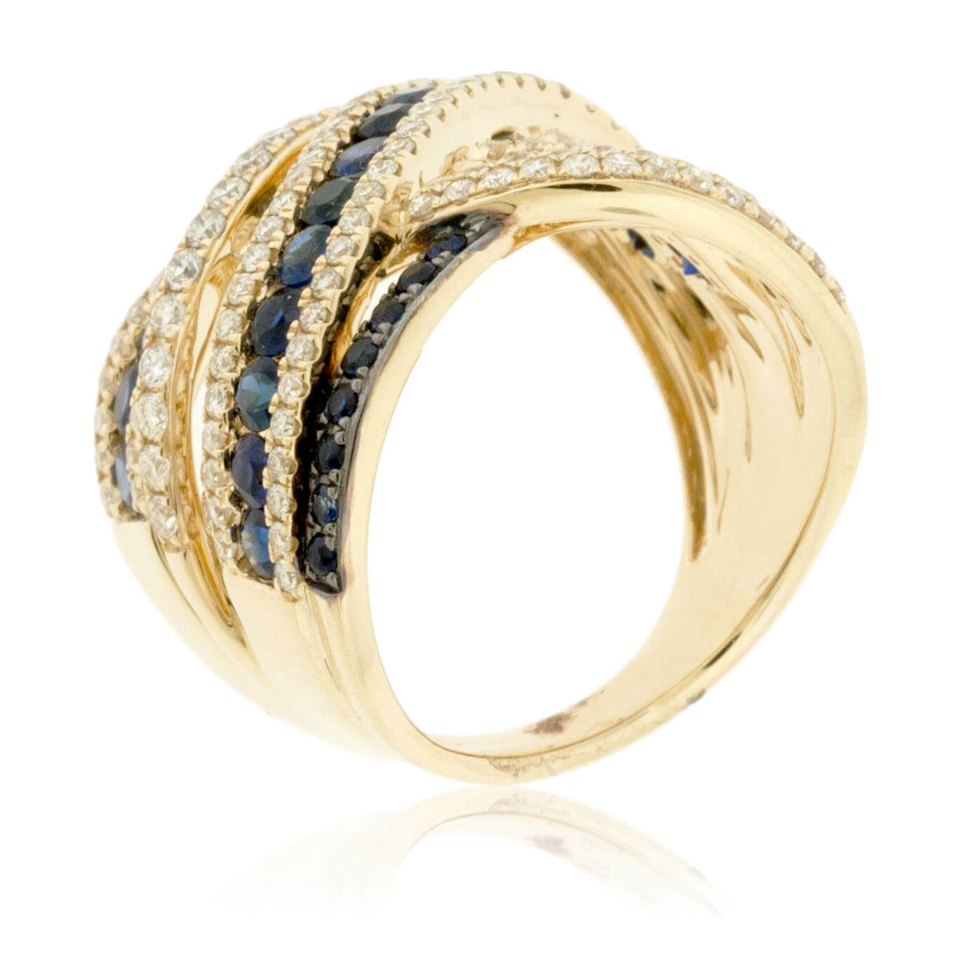 Blue Sapphire and Diamond Wide Ring - Park City Jewelers