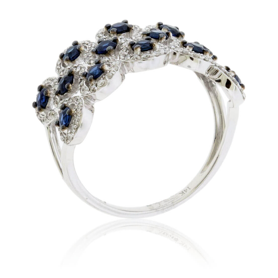 Blue Sapphire & Diamond Alternating Rows Ring - Park City Jewelers