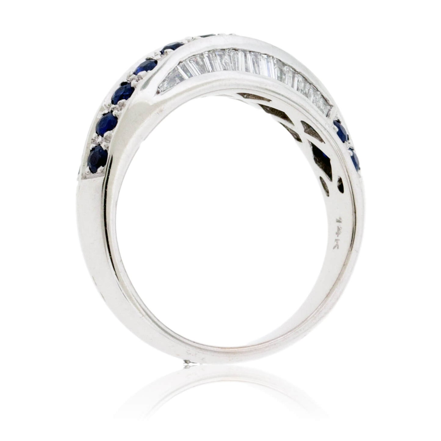 Blue Sapphire & Diamond Alternating Twist Ring - Park City Jewelers