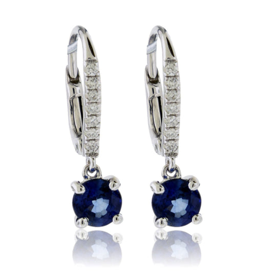 Blue Sapphire & Diamond Drop Earrings - Park City Jewelers