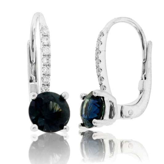 Blue Sapphire & Diamond Drop Earrings - Park City Jewelers